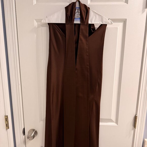 Show Me Your Mumu Lisa Maxi Dress Chocolate Satin - Size XS - Picture 9 of 11